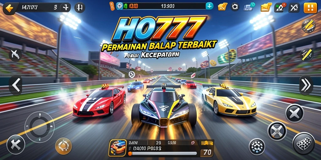 Screenshot utama HO777 menampilkan aksi balapan yang mendebarkan.